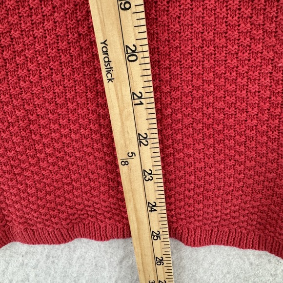 Chaps Sweater Womens Small Red Lace Up Knit Pullover Long Sleeve Lightweight New - Picture 5 of 8